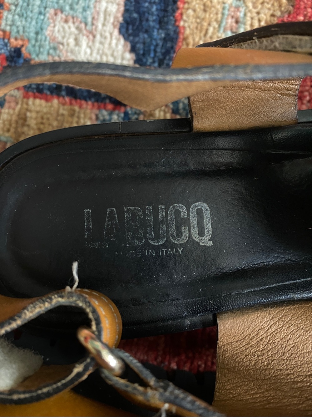 Labucq Boomer Cosmic Marigold Orange & Black Platform Sandals - Picture 3 of 6